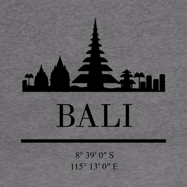 BALI INDONESIA BLACK SILHOUETTE SKYLINE ART by deificusArt